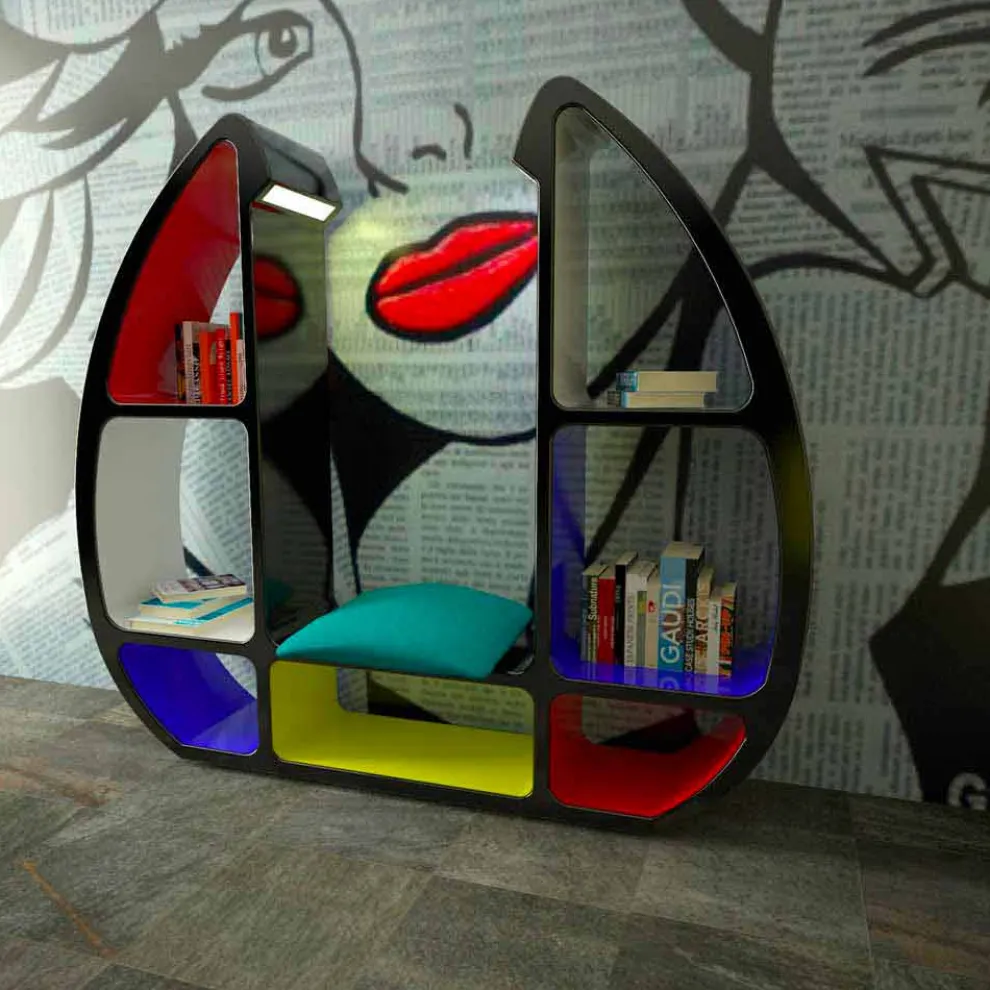 Bücherregal in modernem Design aus Solid Surface® Shelley Made in Italy