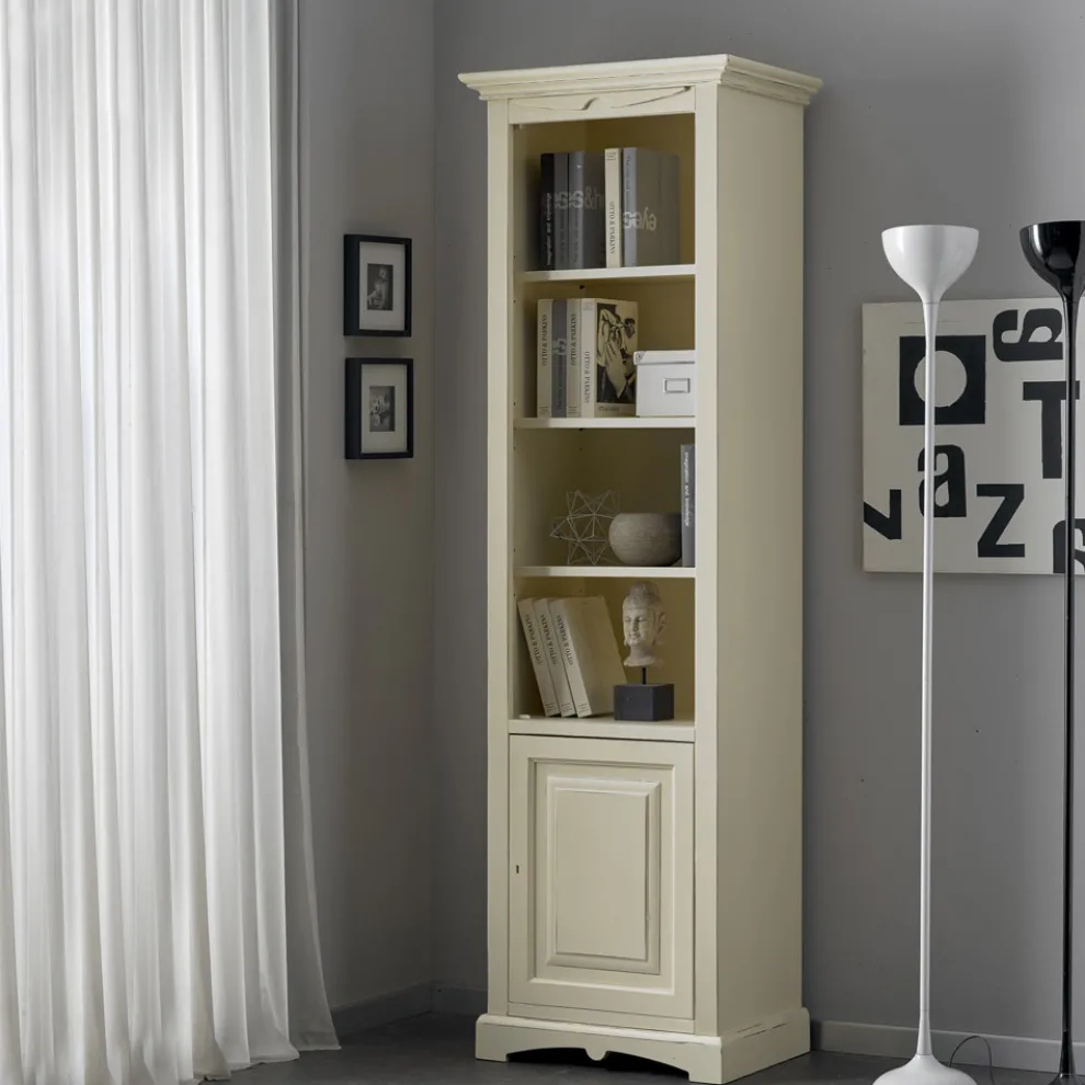 Bücherregal mit 4 Fächern und 1 Tür aus Holz, hergestellt in Italien – Lofn