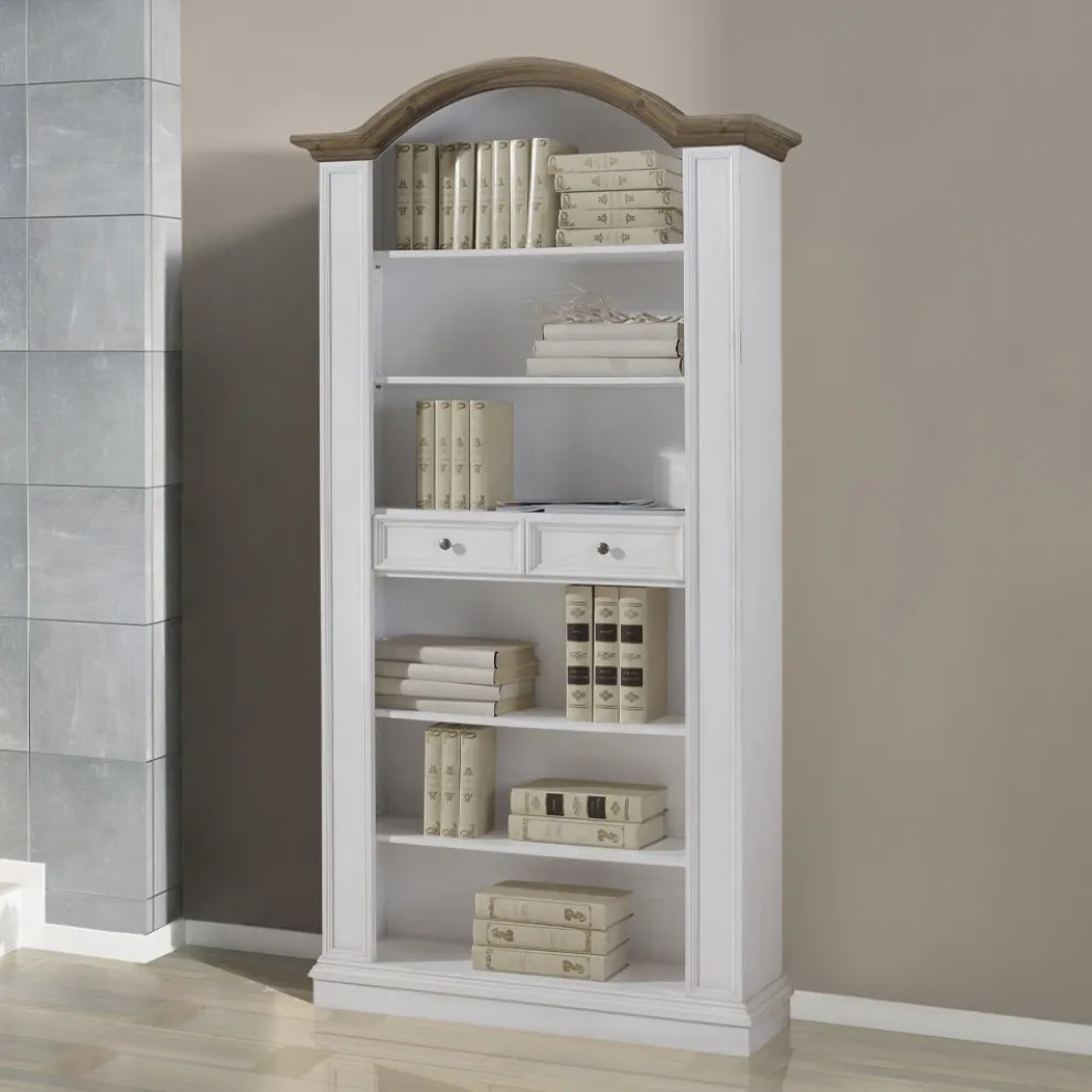 Bücherregal mit 6 offenen Fächern und 2 Schubladen Made in Italy – Flora