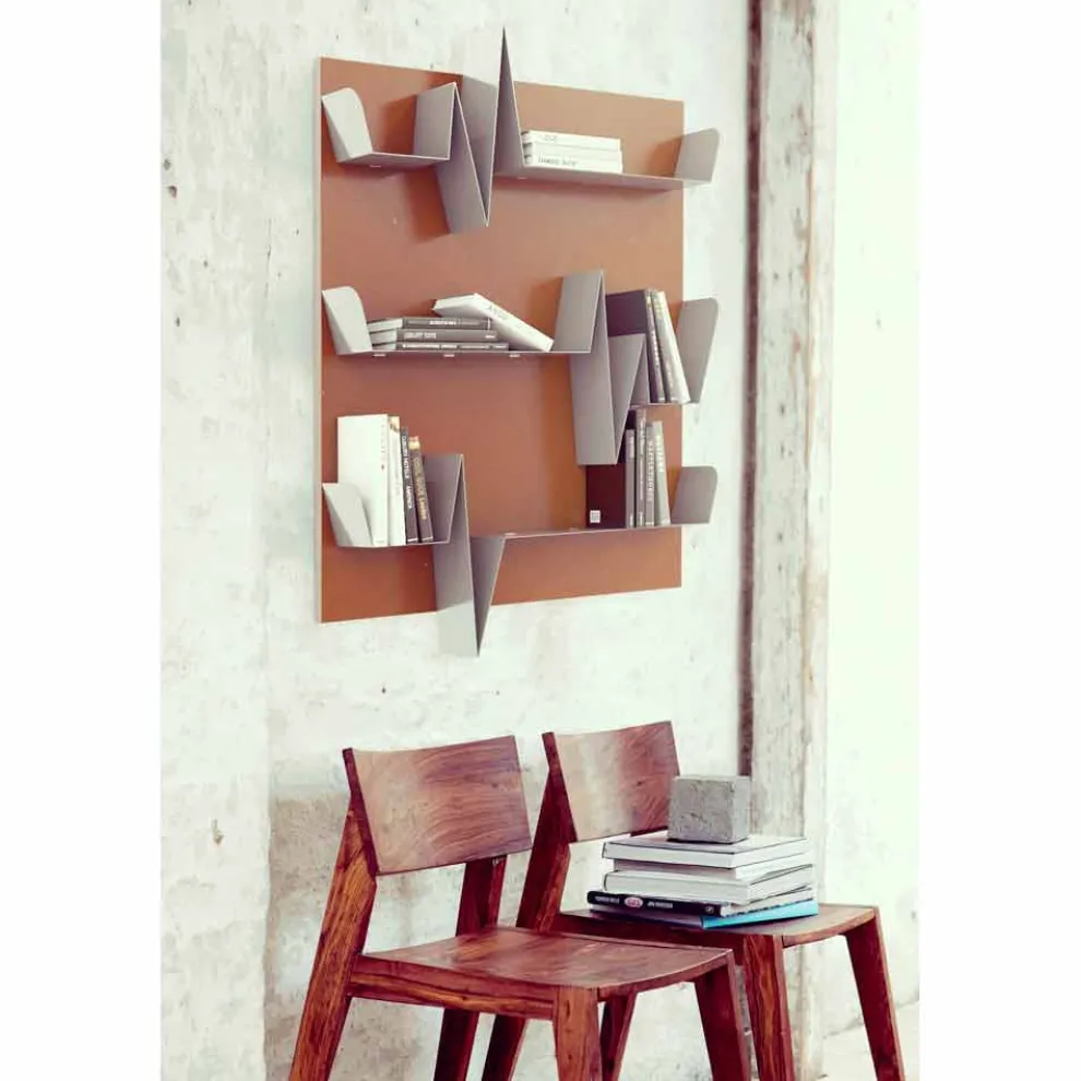 Bücherschrank moderner Design  Battikuore  90x127 (3 Regale) Mabele aus Metall