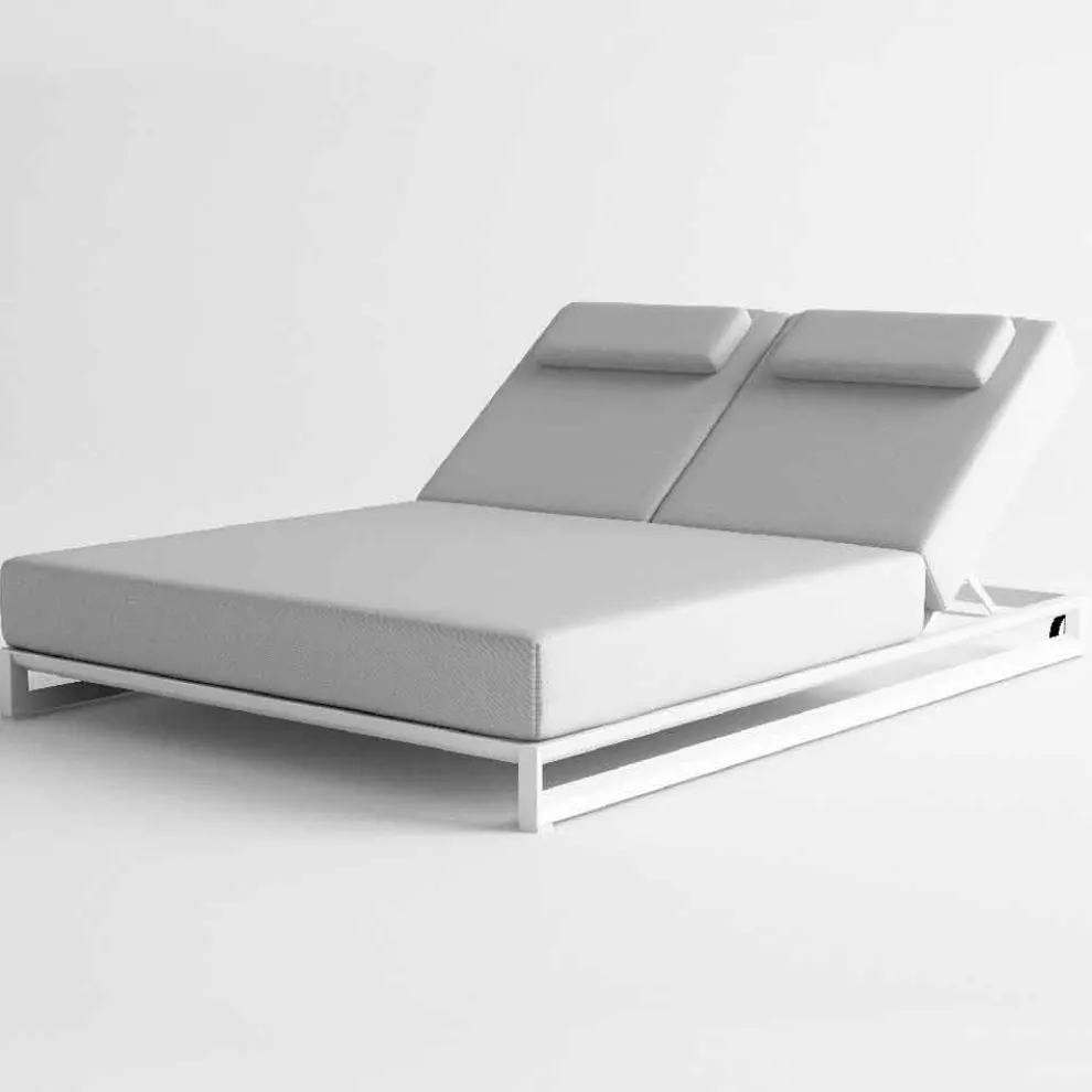 Doppel Sonnenliege im Garten aus Aluminium und Stoff - Gioacchino