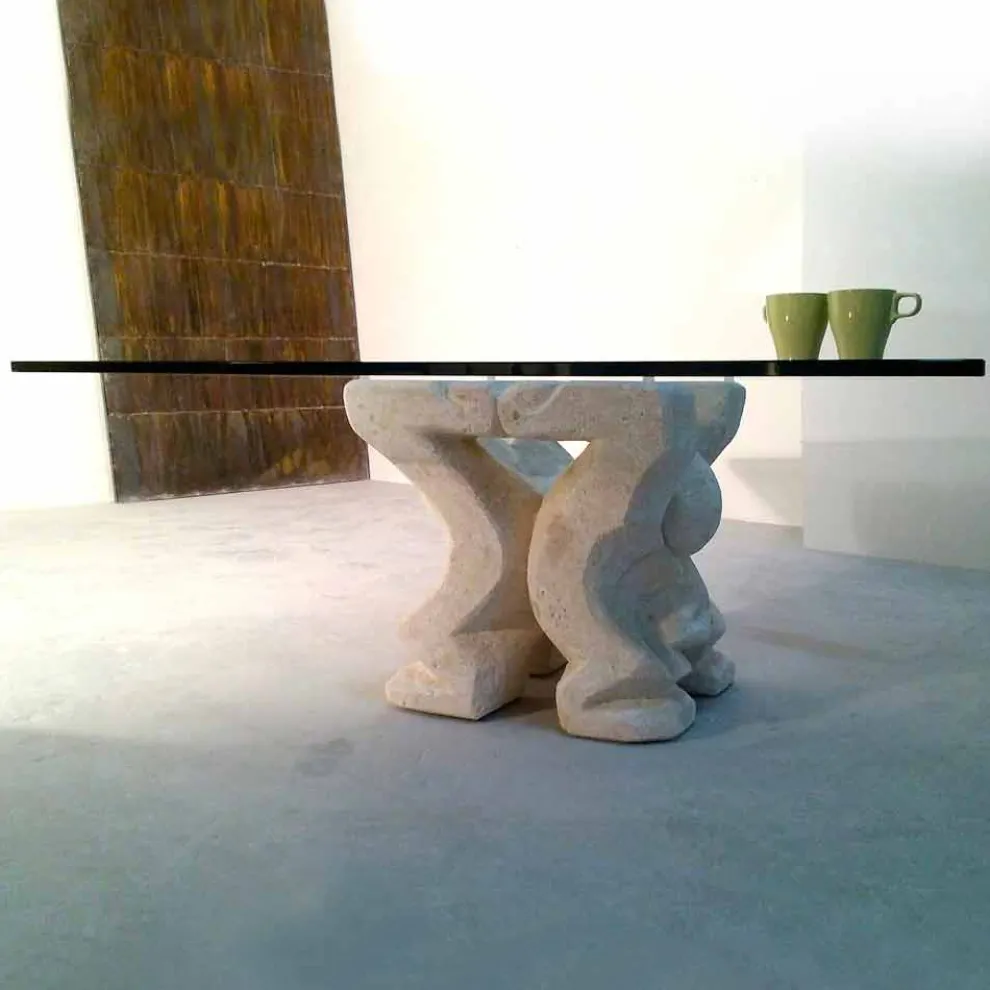 Beistelltisch aus Stein und Kristall in modernem Design Medusa-S