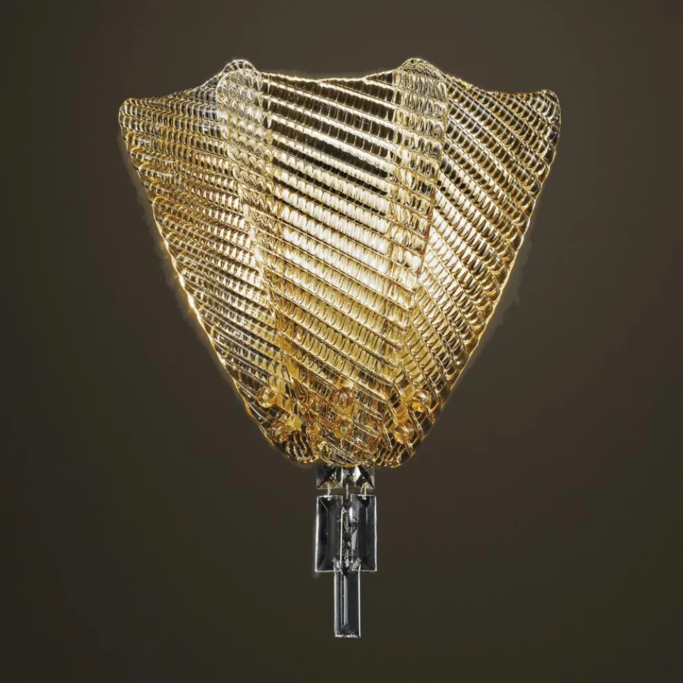 Bernsteinfarbene Wandlampe aus Venedig-Glas Made in Italy - Fabiana