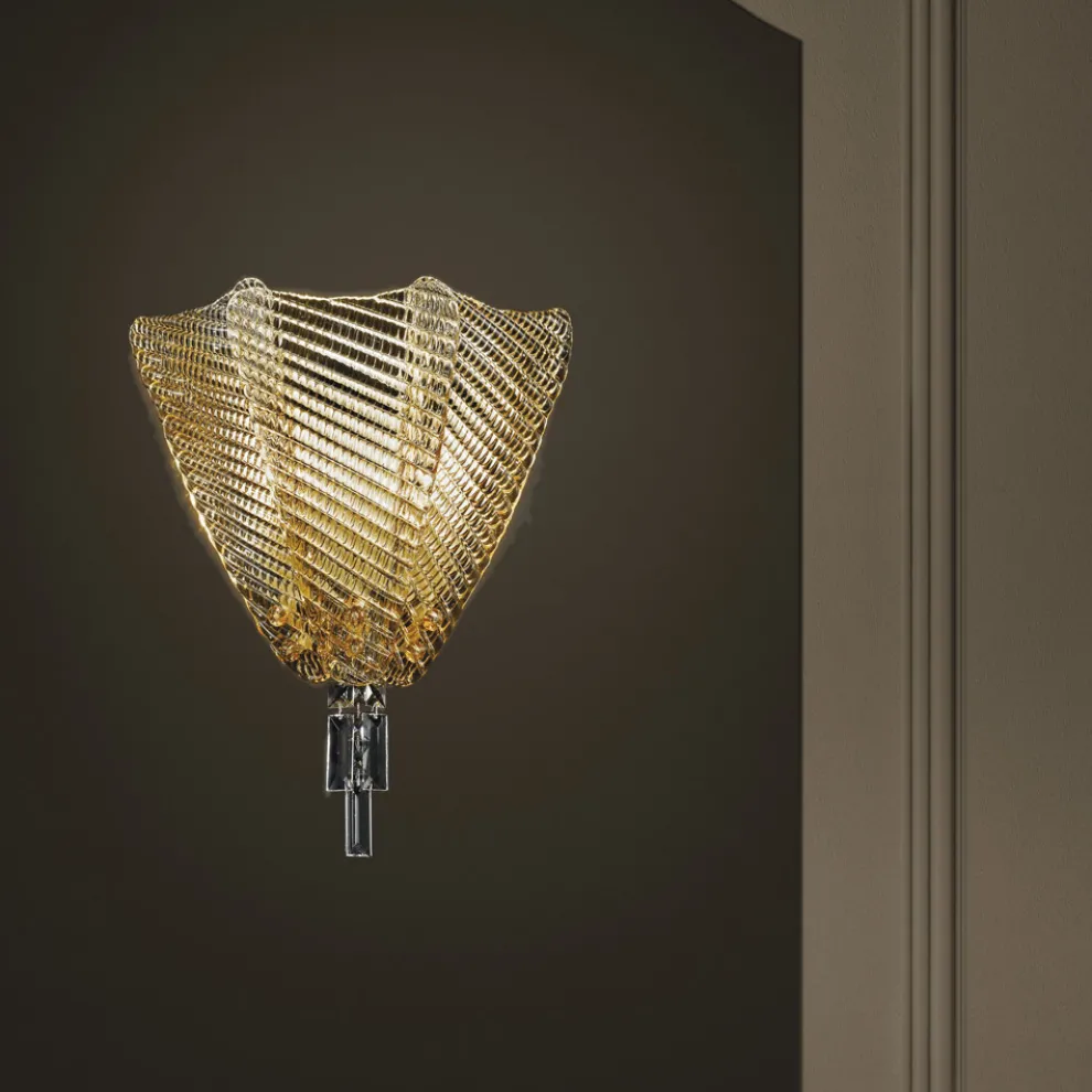 Bernsteinfarbene Wandlampe aus Venedig-Glas Made in Italy - Fabiana