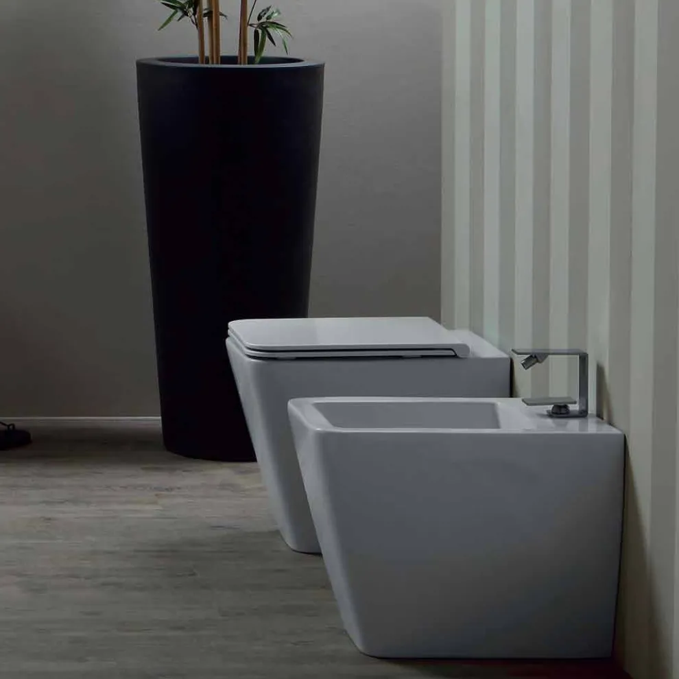 Bidet aus weißer Keramik modernes Design Sun 55x35cm made in Italy