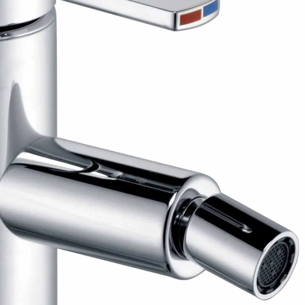 Bidetmischer mit Saltarello-Ablauf in Chrommessing, Luxus - Zanio