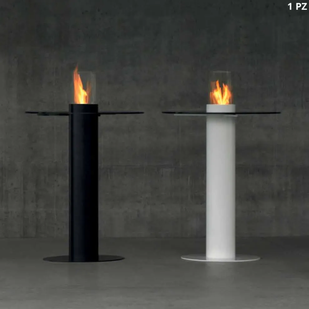 Bio Ethanol Outdoor Kamin aus Edestahl Säule mit Tischplatte Dean Table