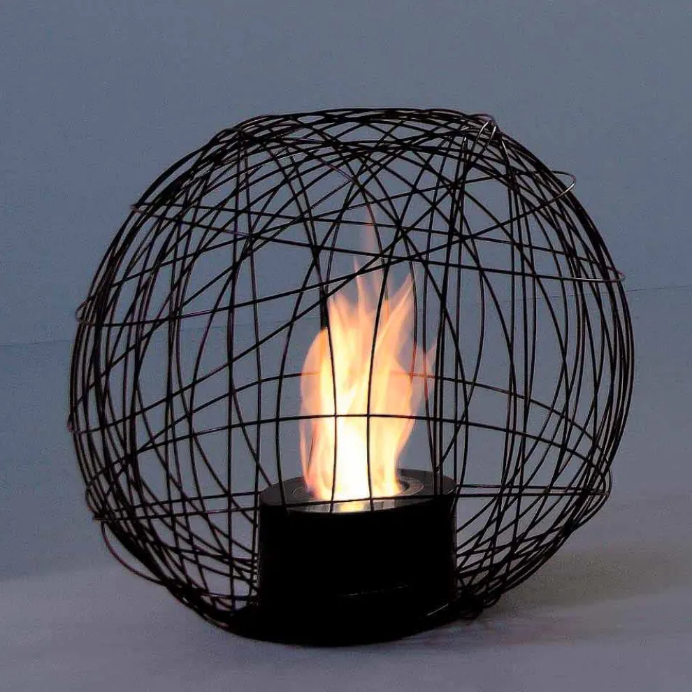 Bio Ethanol Stand und Tischkamin aus lackierten Stahldraht Kugel Henry Modell