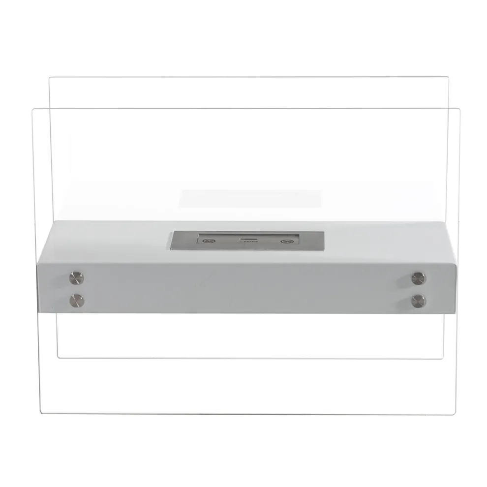 Bioethanol-Bodenkamin aus weißem Metall und gehärtetem Glas – Timon