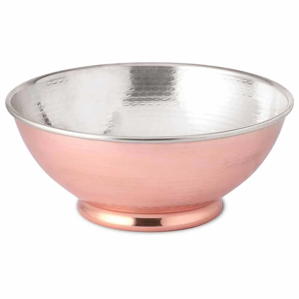 Runde Salatschüssel aus poliertem, geschlagenem Kupfer Made in Italy 25 cm - Daniela