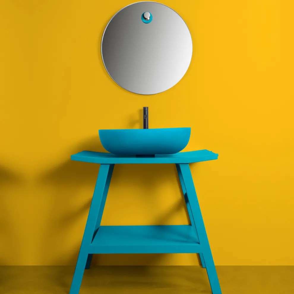 Boden Badezimmermöbel-Komposition mit farbigen Ton-Accessoires - Patryk