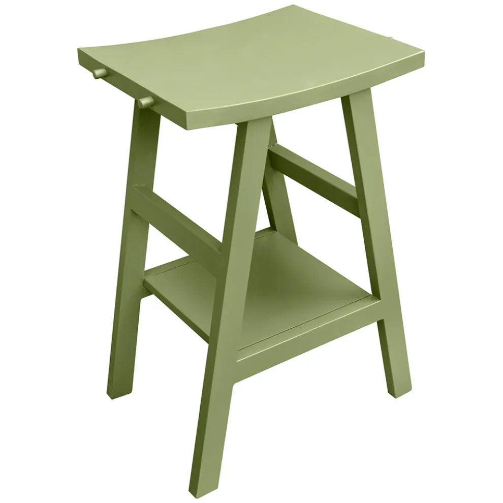 Boden-Badezimmerschrank aus grünem Teakholz mit Handtuchhaken - Raomi