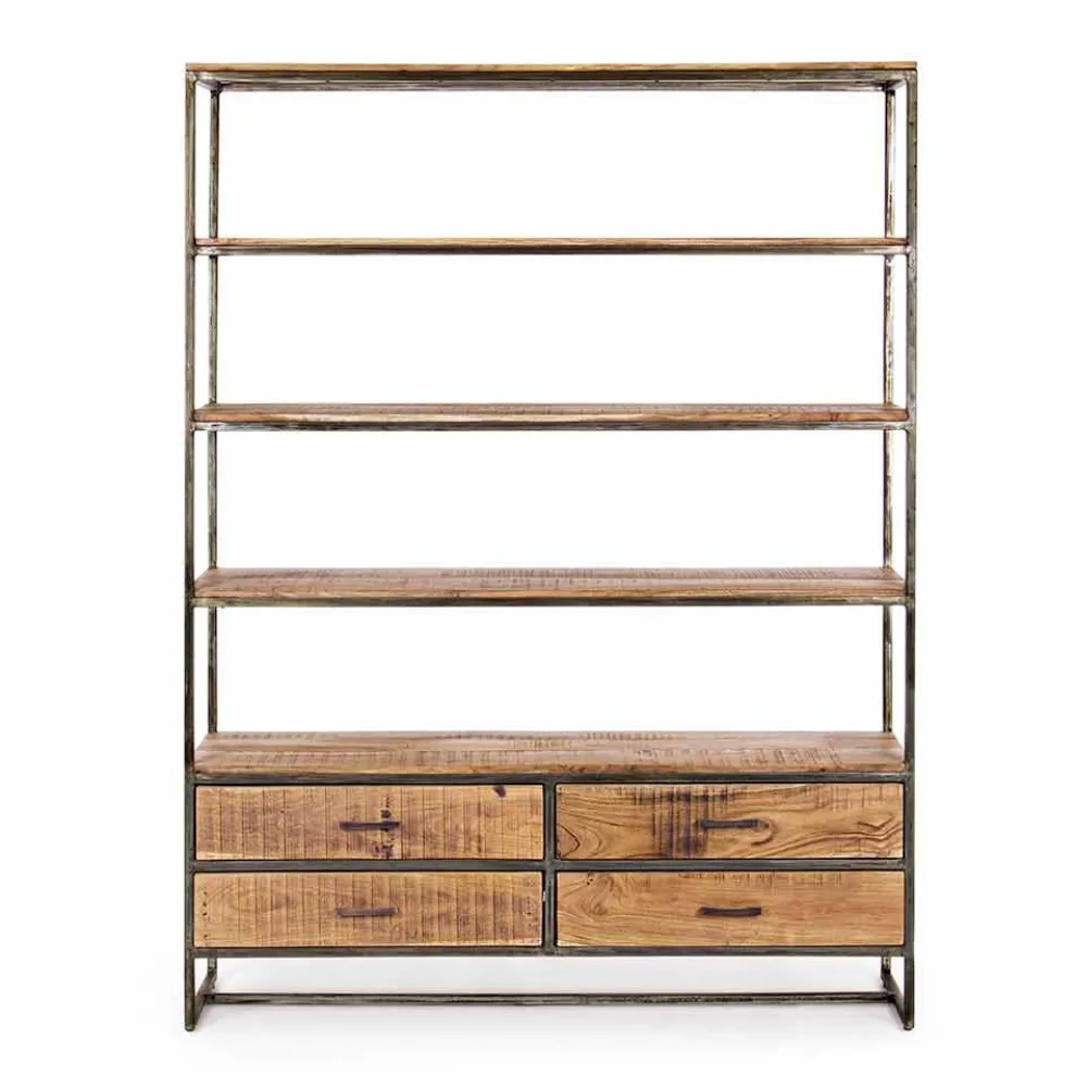 Bodenregal im Industriestil aus Stahl und Holz Homemotion - Zompo