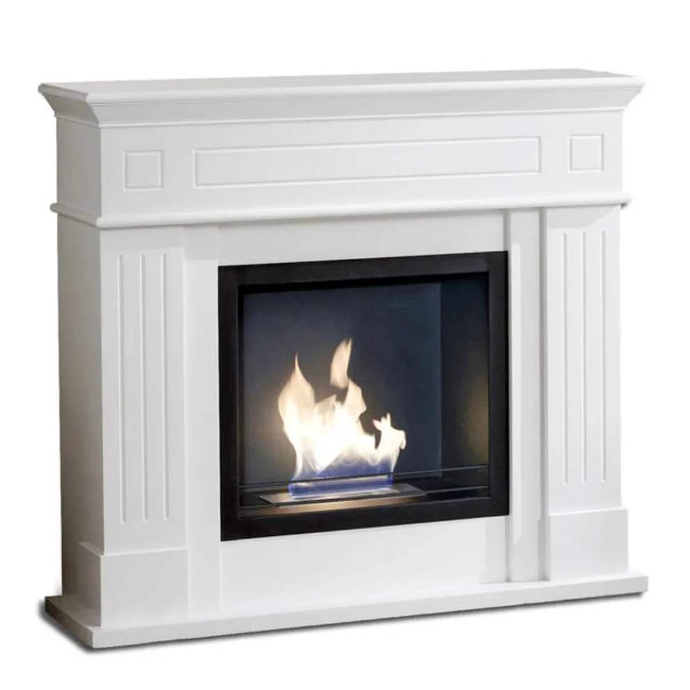 Bodenstehender Bioethanol-Kamin aus Metall mit Holzstruktur – Snoopy