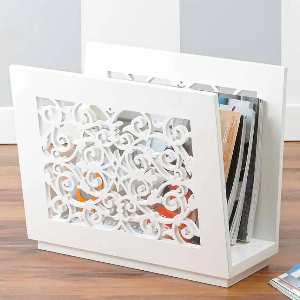 Boden-Zeitungsständer aus modernem farbigem Holz mit Dekoren - Dubai