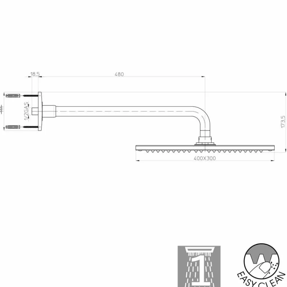 Bossini Duschkopf 1-Arm verchromt in modernem Design   Dream