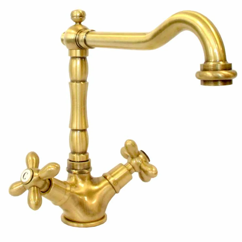 Einloch-Waschtischmischer in Messing Klassisches Design Made in Italy - Castor