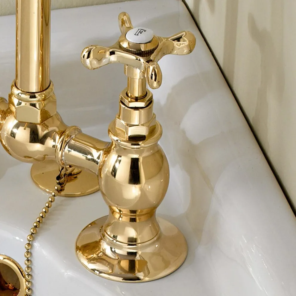 Brückenarmaturen für Waschbecken aus klassischem handgefertigtem Messing - Fioretta