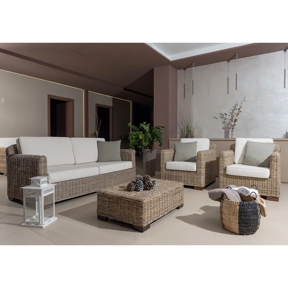 Outdoor-Lounge in grauem Kubù mit Kissen inklusive – Cerys
