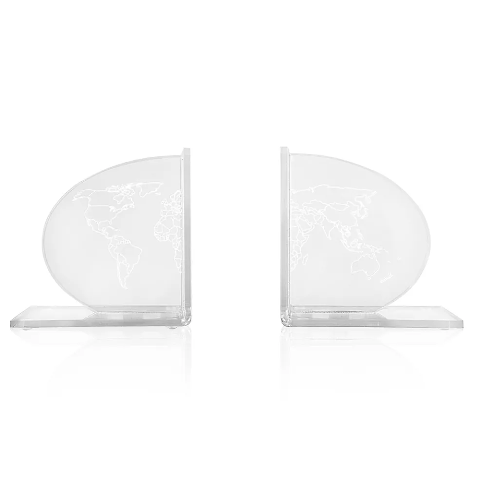 Buchstützen aus transparentem Plexiglas mit Designkarte - Aretone