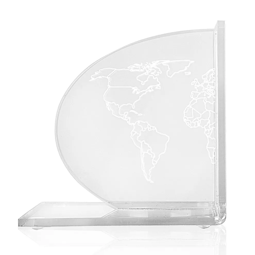 Buchstützen aus transparentem Plexiglas mit Designkarte - Aretone