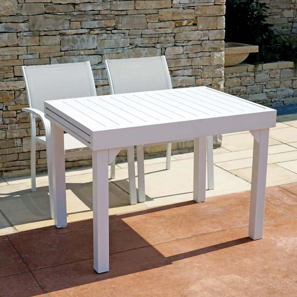 Ausziehbarer Tisch für den Außenbereich mit Aluminium-Lattenrostplatte - Supernova