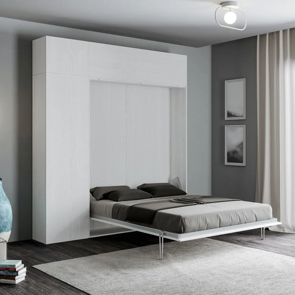 Vertikales Klappbett mit Oberschrank und Säule - Magiccompare