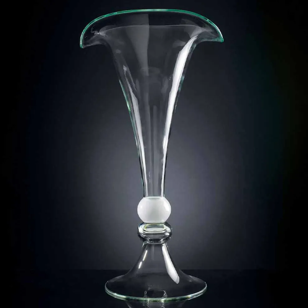Ornamentale Vase aus transparentem Glas mit weißer Kugel Made in Italy - Vanissa