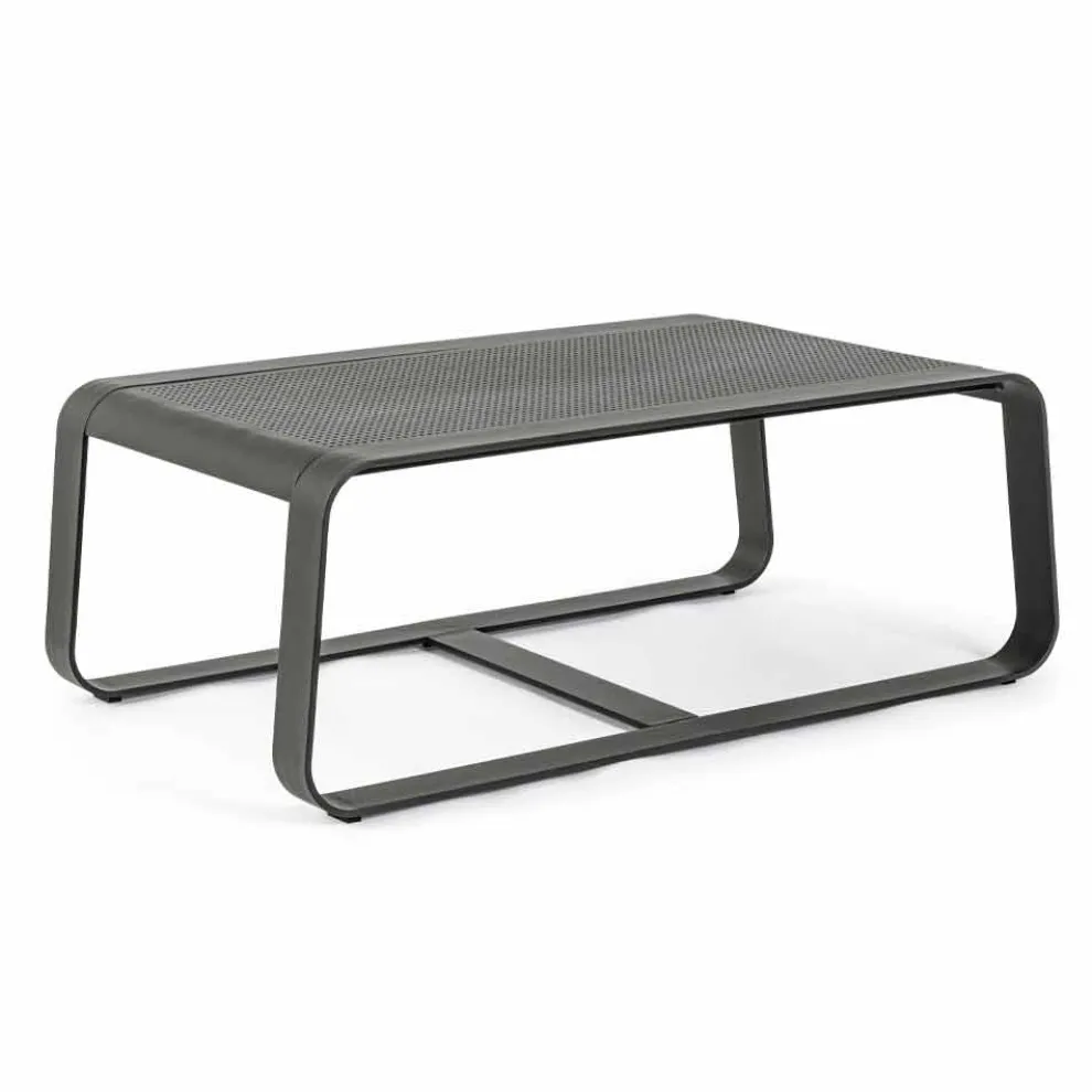 Niedriger Tisch im Freien aus weiß oder anthrazit lackiertem Aluminium - Aniello