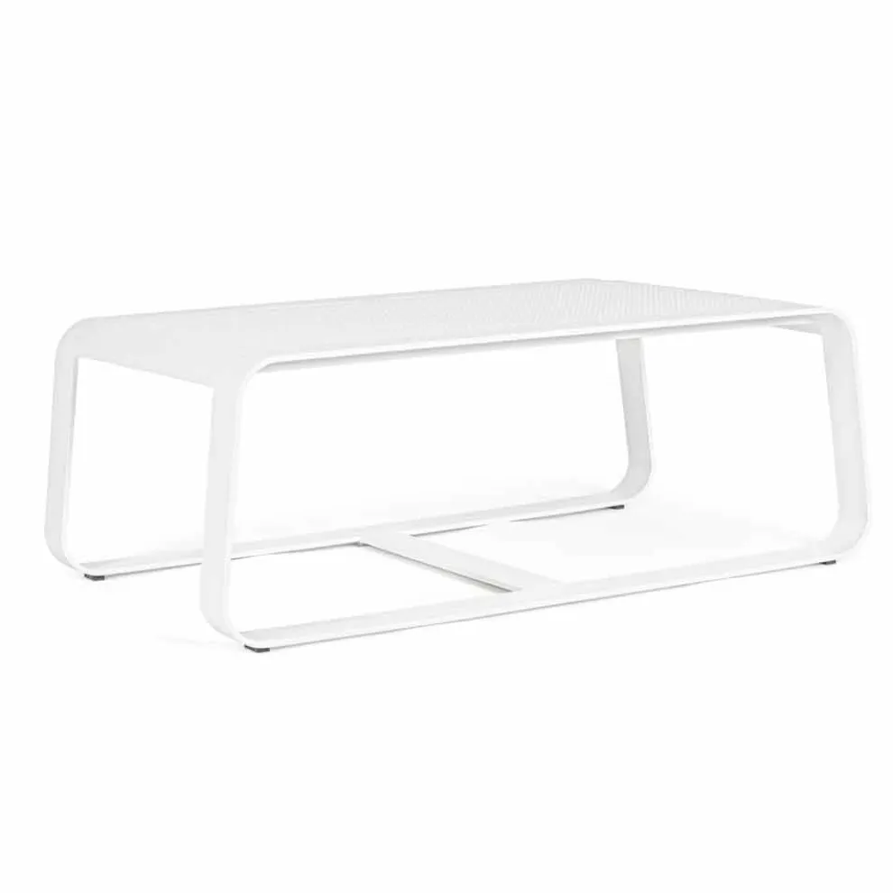 Niedriger Tisch im Freien aus weiß oder anthrazit lackiertem Aluminium - Aniello