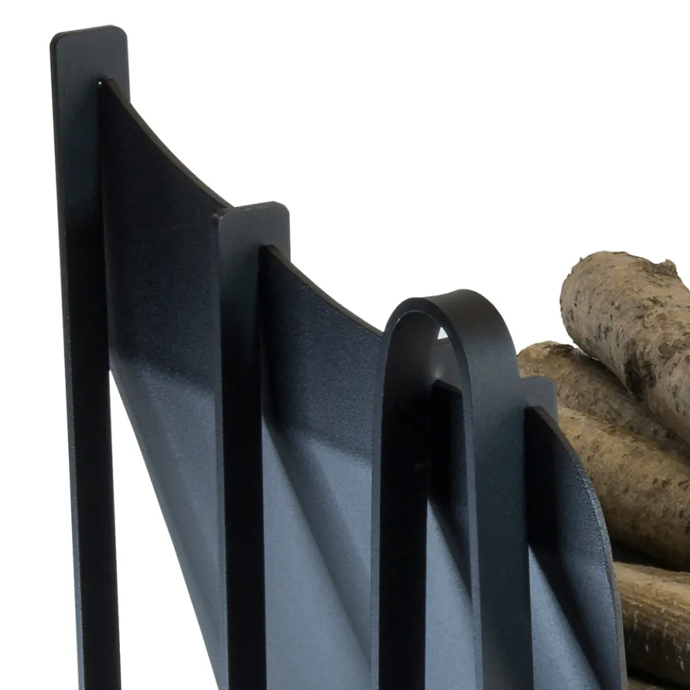 Brennholzhalter für den Innenbereich aus Stahl mit 3 Zubehörteilen Made in Italy - Nelumbo