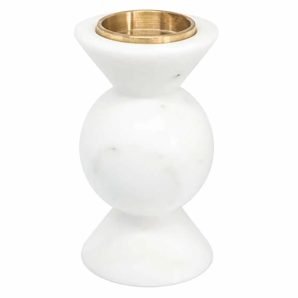Design Kerzenhalter aus Messing und weißem Carrara-Marmor Made in Italy - Bevis