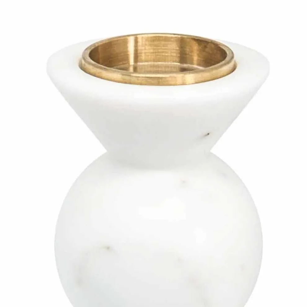Design Kerzenhalter aus Messing und weißem Carrara-Marmor Made in Italy - Bevis