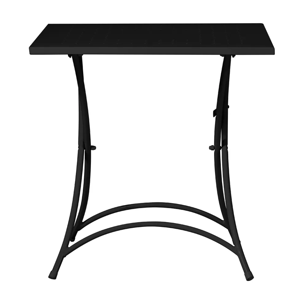 Klappbarer quadratischer Garten-Couchtisch aus anthrazitgrauem Eisen - Zoubiba