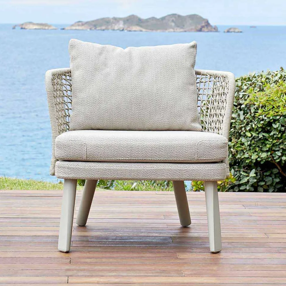 Gepolsterter Outdoor-Sessel aus Metall und Stoff Varaschin Emma