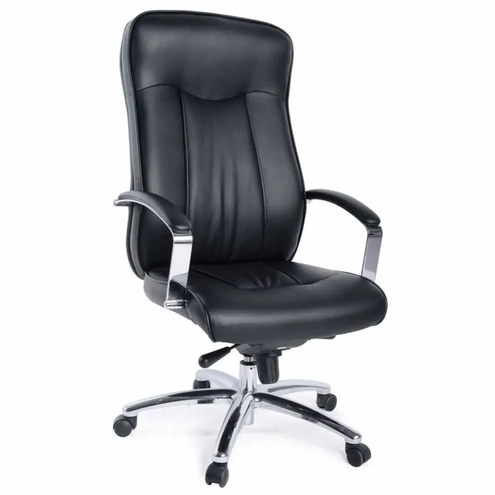 Drehbarer Bürosessel aus Leder und Metall - Virone