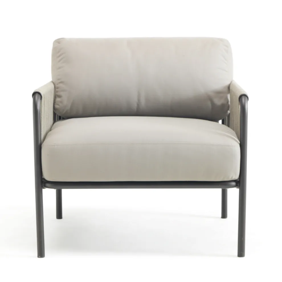 Outdoor-Sessel aus Stahl und Seil mit Kissen Made in Italy - Helga