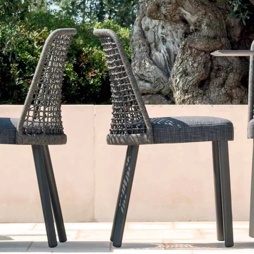 Design Outdoor-Stuhl aus Stoff und Aluminium Varaschin Emma