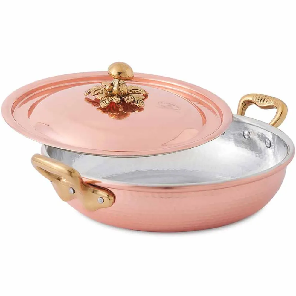 Rundes Design Verzinnte Kupferpfanne mit Deckel 20 cm - Mariastella