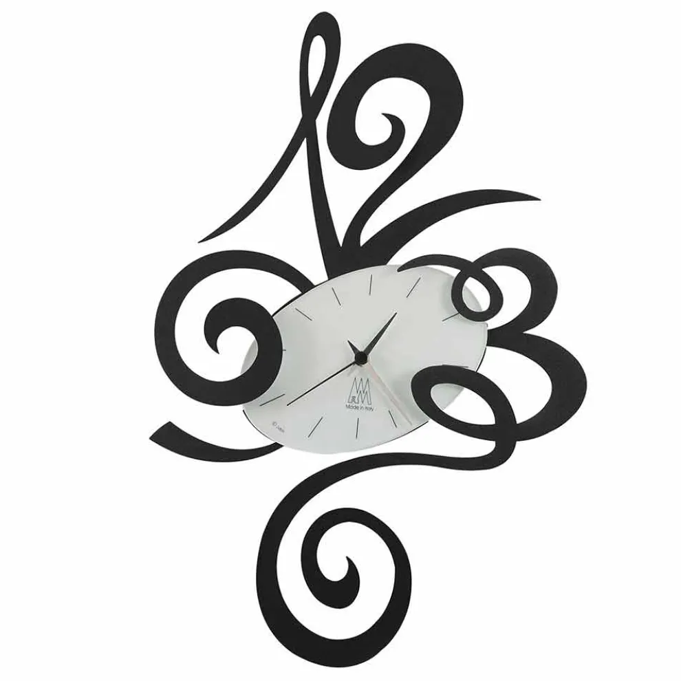 Wanduhr aus Eisen in schwarz, aluminium oder rot Made in Italy - Rosbif