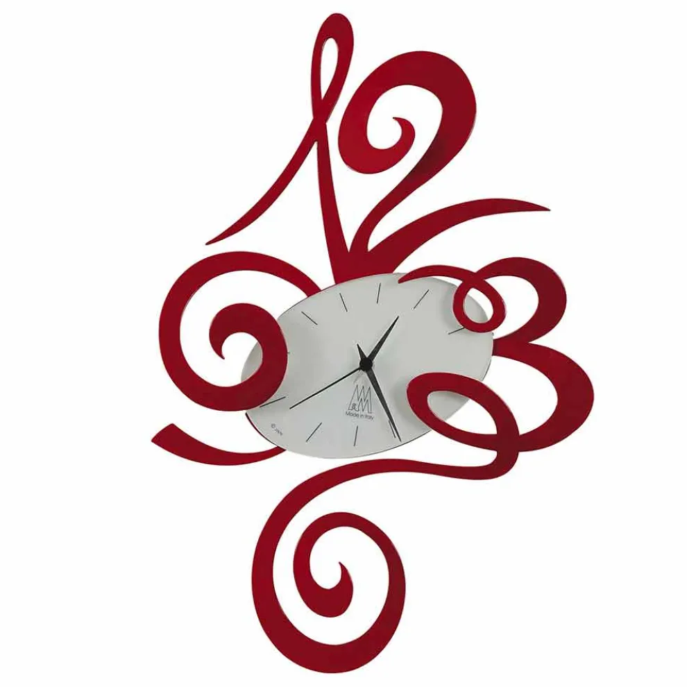 Wanduhr aus Eisen in schwarz, aluminium oder rot Made in Italy - Rosbif