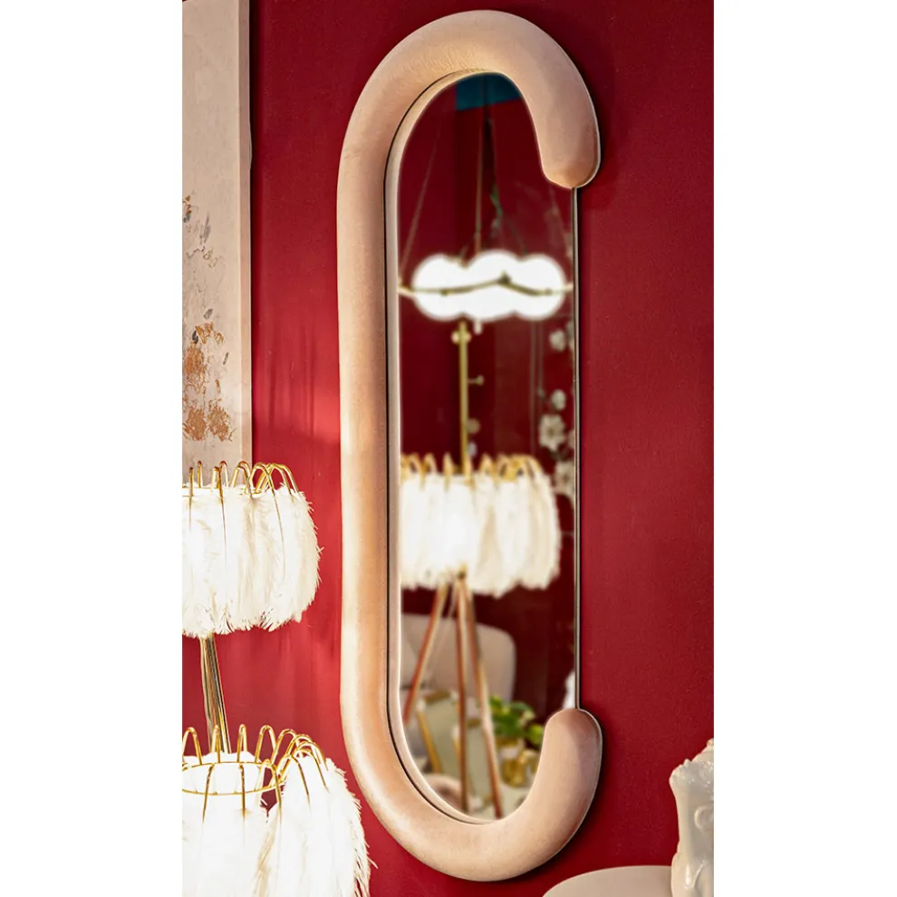 C-förmiger Wandspiegel mit MDF-Rahmen mit Samtbezug - Micheal