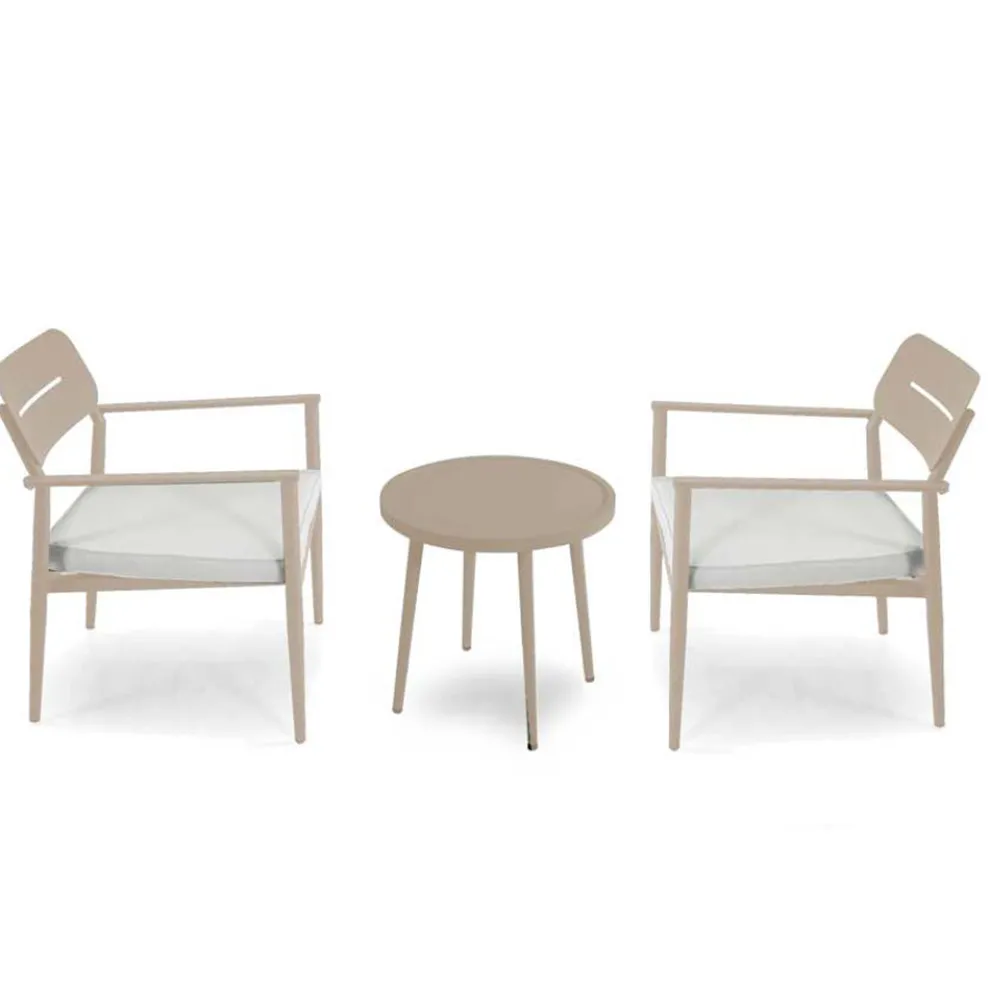 Set aus 2 Sesseln mit Aluminiumtisch in verschiedenen Ausführungen - Souvenir