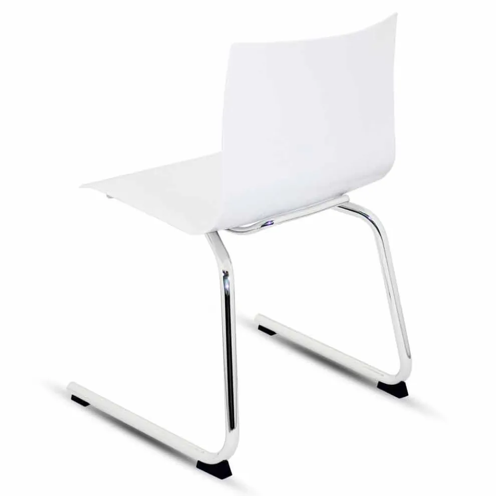 Moderner Büro- oder Wohnzimmerstuhl aus Stahl, farbiger recycelter Kunststoff - Verenza