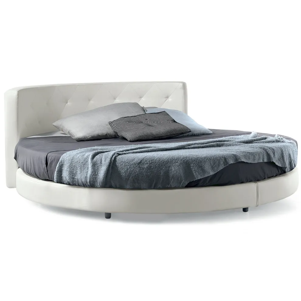 Rundes Design-Doppelbett mit Kunstleder bezogen - Faenza