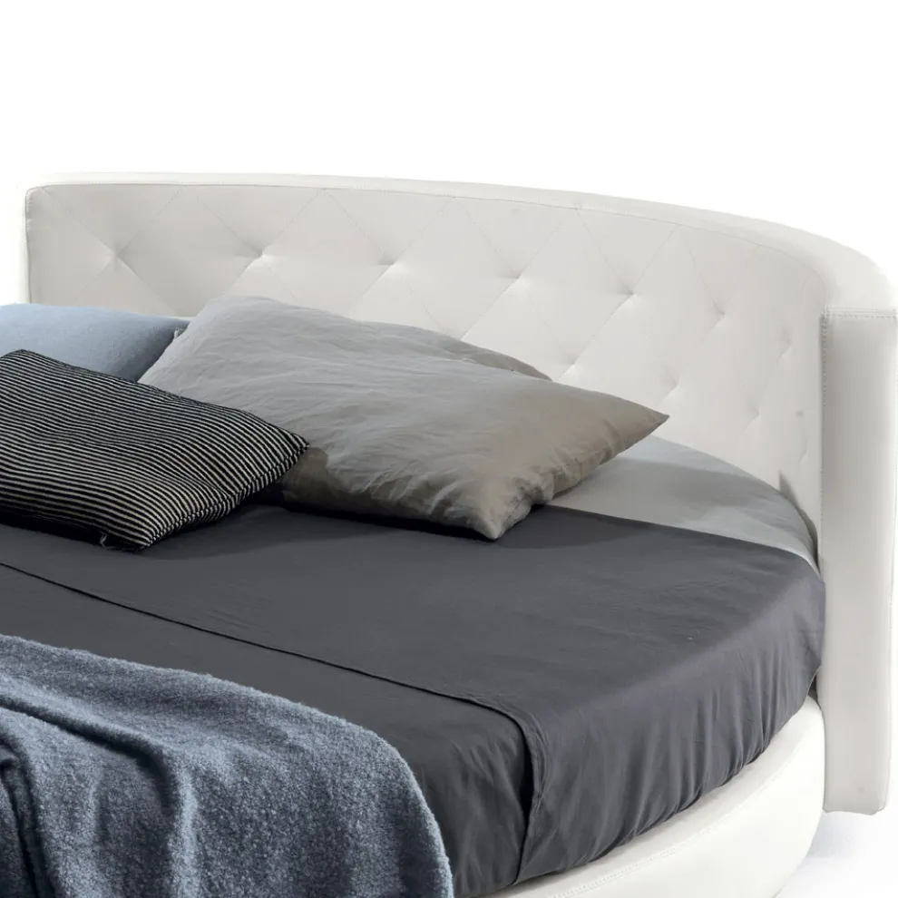 Rundes Design-Doppelbett mit Kunstleder bezogen - Faenza