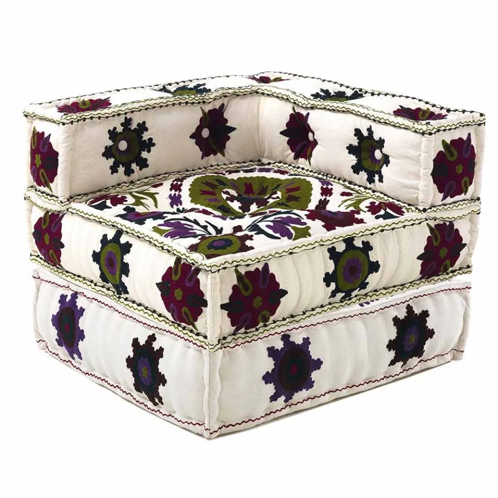 Chaise Longue Armchair von Ethnic Design aus Patchwork-Baumwolle für Wohnzimmer - Fiber