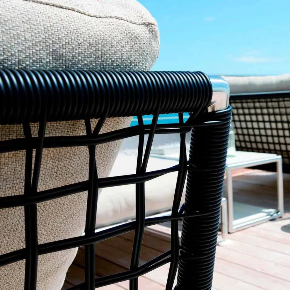 Moderner Design-Sessel aus Stahl und schwarzem oder weißem PVC für den Außenbereich - Ontario2