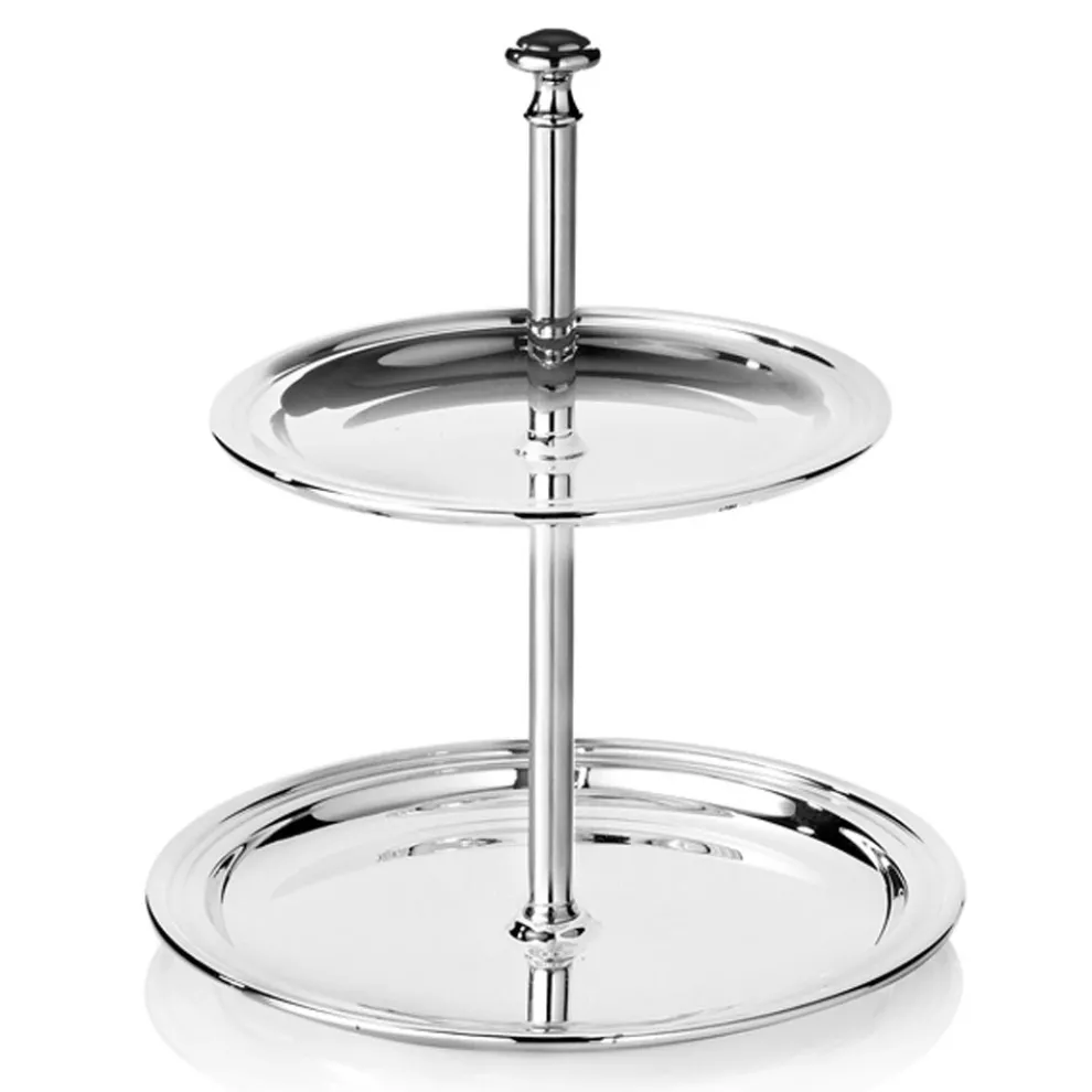 Ständer für Süßigkeiten, Kuchen, 2-stöckiges Buffet im Design Silver Metal - Gengo