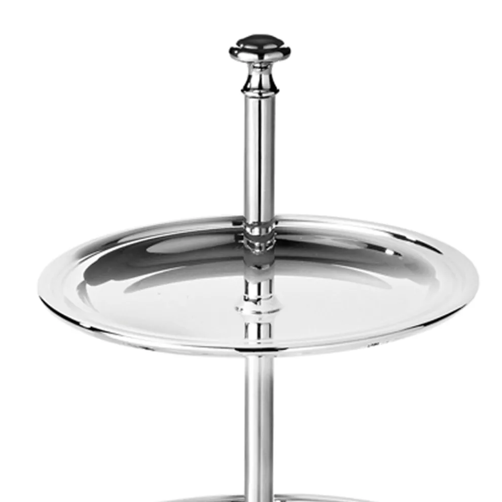 Ständer für Süßigkeiten, Kuchen, 2-stöckiges Buffet im Design Silver Metal - Gengo